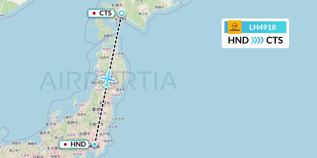 LH4918 Lufthansa Flight Map: Tokyo to Sapporo