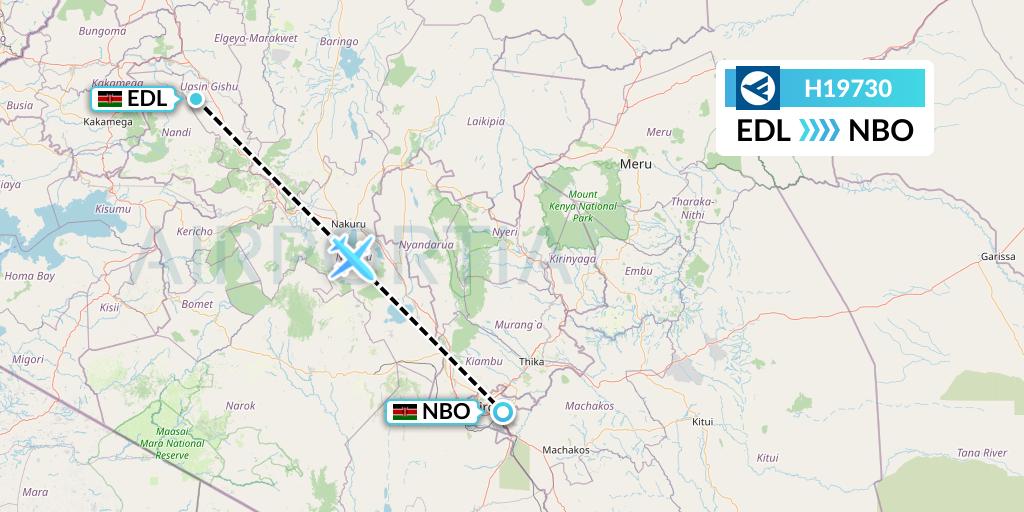 H19730 Hahn Air Systems Flight Map: Eldoret to Nairobi