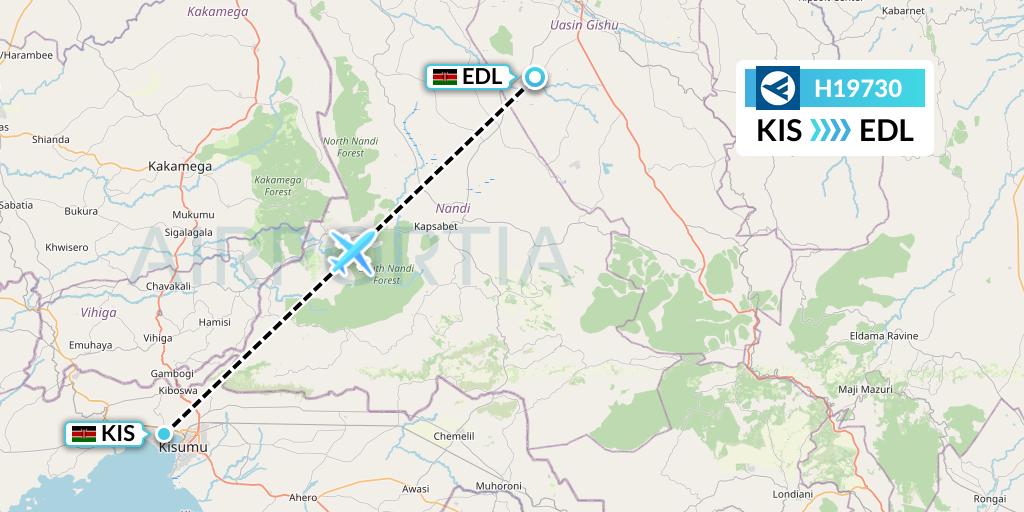 H19730 Hahn Air Systems Flight Map: Kisumu to Eldoret