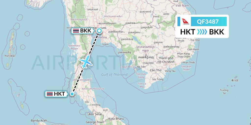 QF3487 Qantas Flight Map: Phuket to Bangkok
