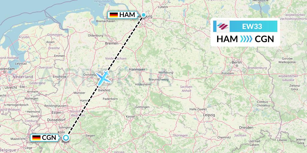 EW33 Flight Status Eurowings: Hamburg to Cologne (EWG33)