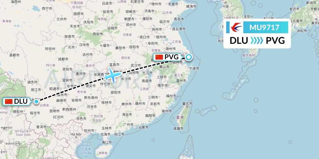 MU9717 China Eastern Airlines Flight Map: Dali to Shanghai