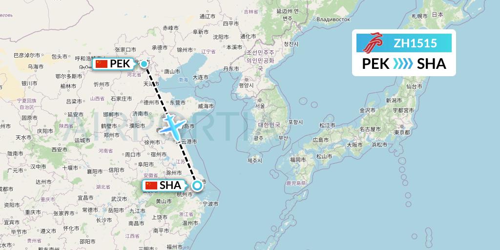 ZH1515 Shenzhen Airlines Flight Map: Beijing to Shanghai
