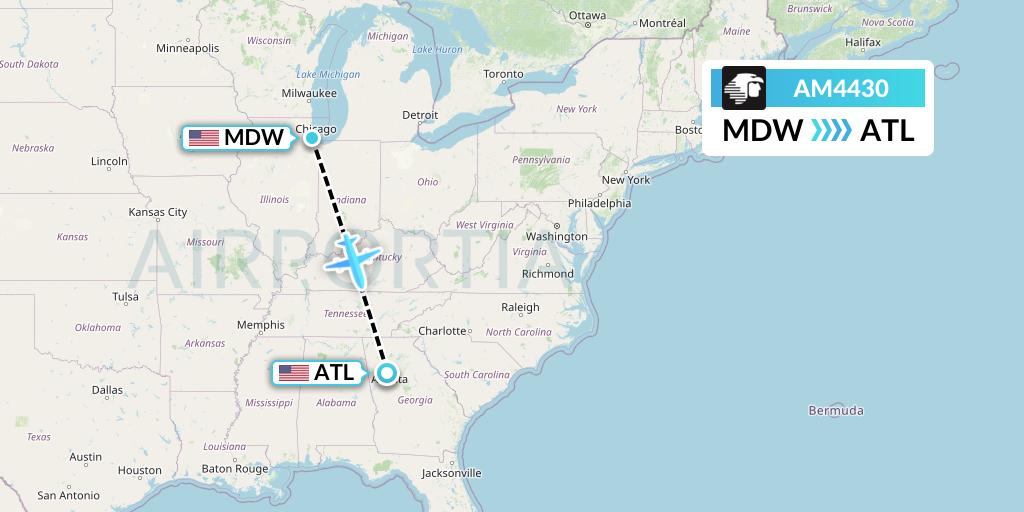 AM4430 Aeromexico Flight Map: Chicago to Atlanta