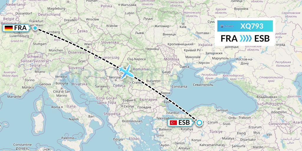 XQ793 SunExpress Flight Map: Frankfurt to Ankara