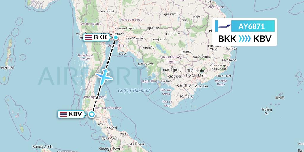 AY6871 Finnair Flight Map: Bangkok to Krabi