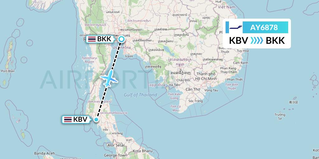 AY6878 Finnair Flight Map: Krabi to Bangkok