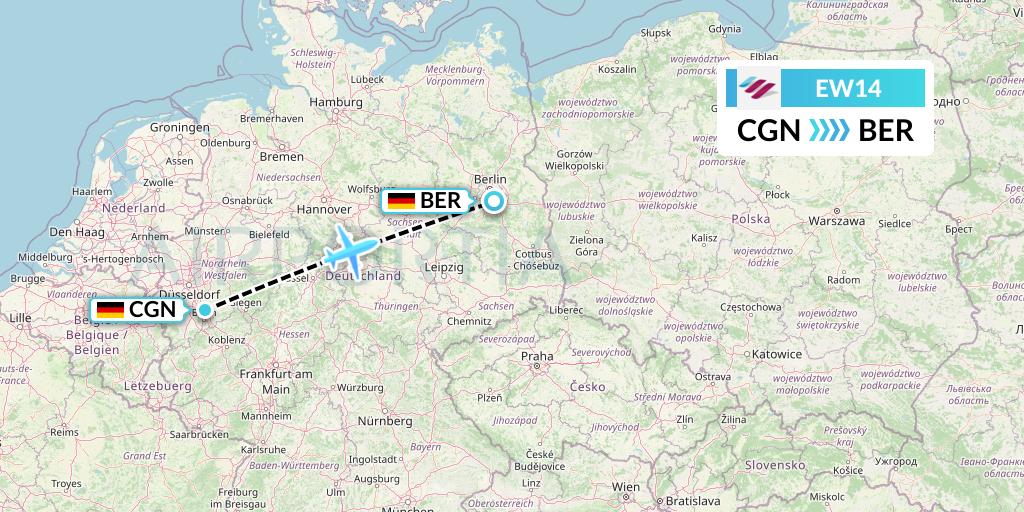 EW14 Eurowings Flight Map: Cologne to Berlin