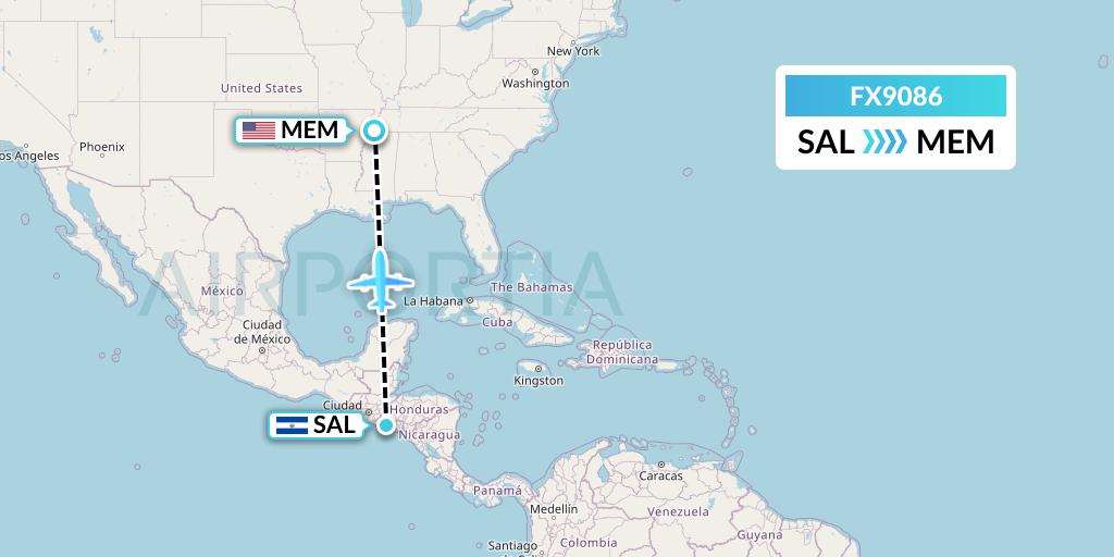 FX9086 Flight Status FedEx: San Salvador to Memphis (FDX9086)