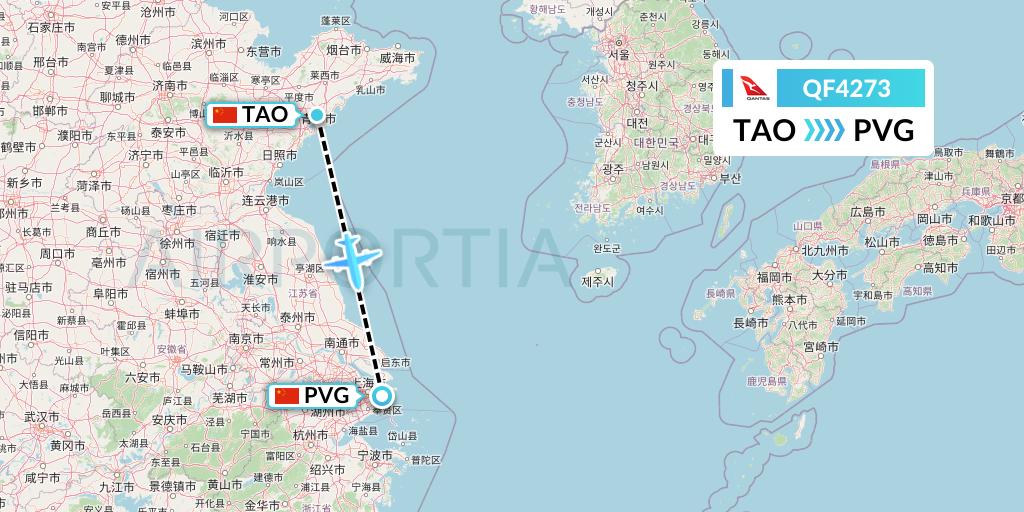 QF4273 Qantas Flight Map: Qingdao to Shanghai