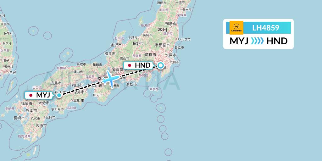 LH4859 Lufthansa Flight Map: Matsuyama to Tokyo
