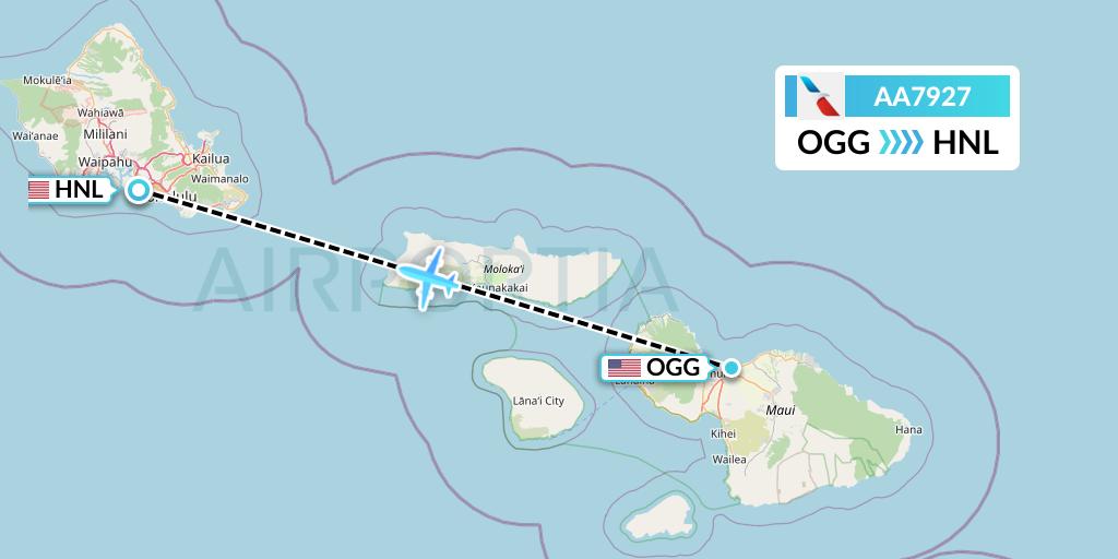 AA7927 American Airlines Flight Map: Kahului to Honolulu