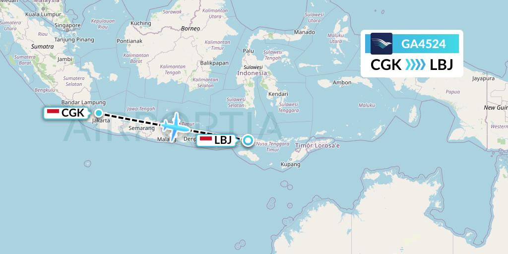 GA4524 Garuda Indonesia Flight Map: Jakarta to Labuan Bajo
