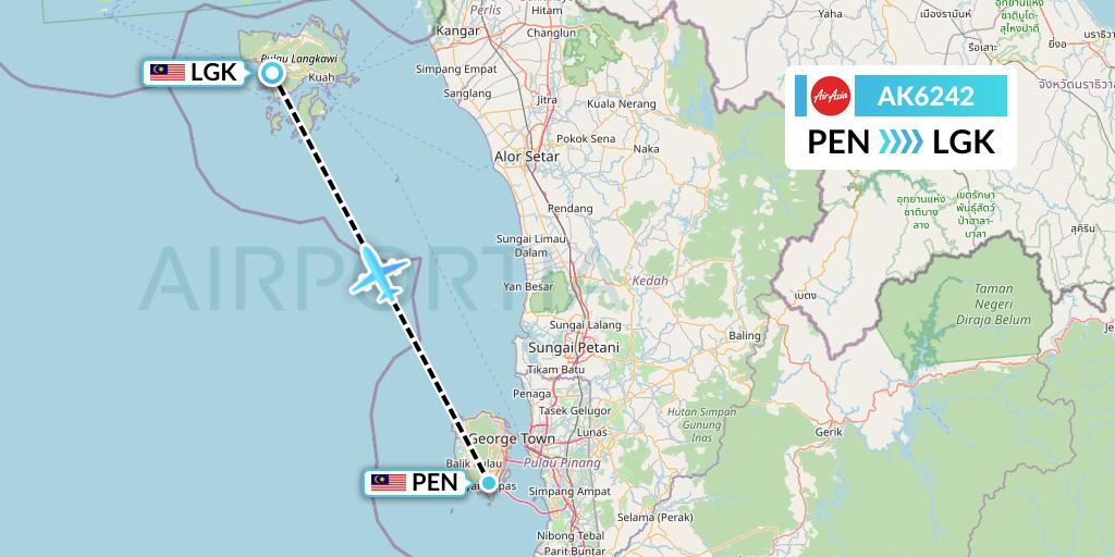 AK6242 AirAsia Flight Map: Penang to Langkawi