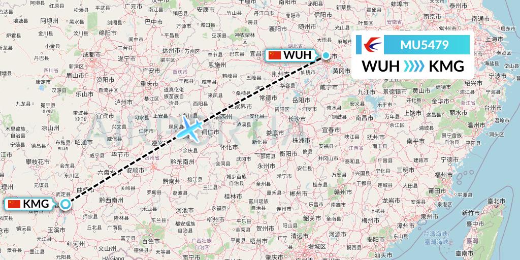 MU5479 China Eastern Airlines Flight Map: Wuhan to Kunming