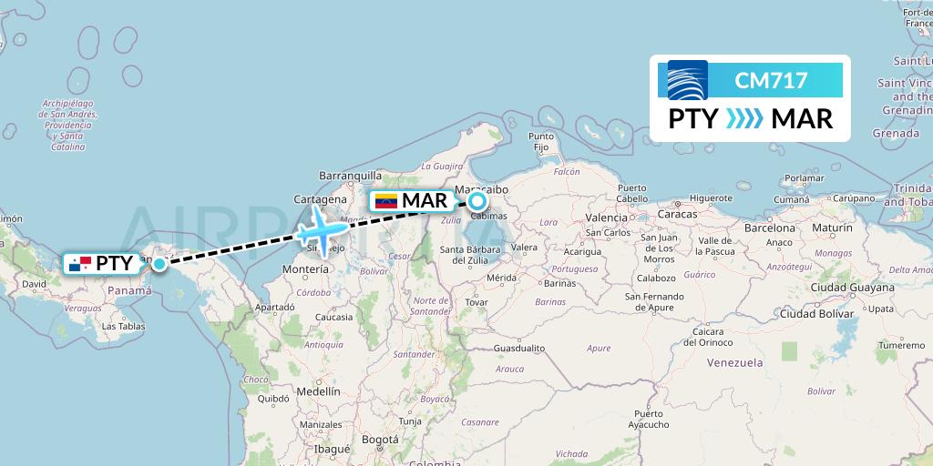 CM717 Flight Status Copa Airlines Panama City to Maracaibo (CMP717)