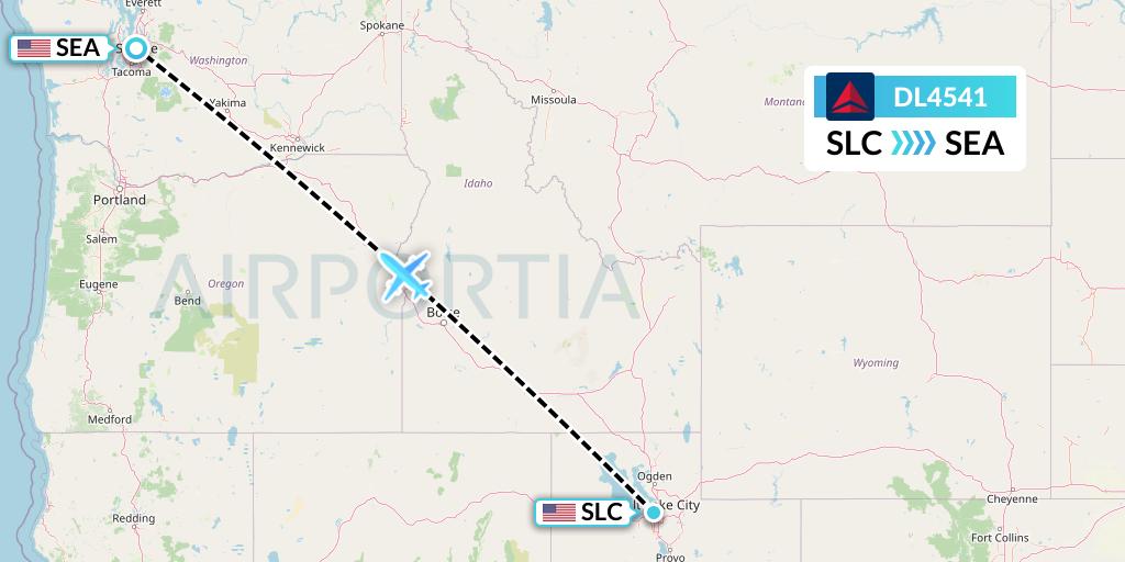 DL4541 Delta Air Lines Flight Map: Salt Lake City to Seattle