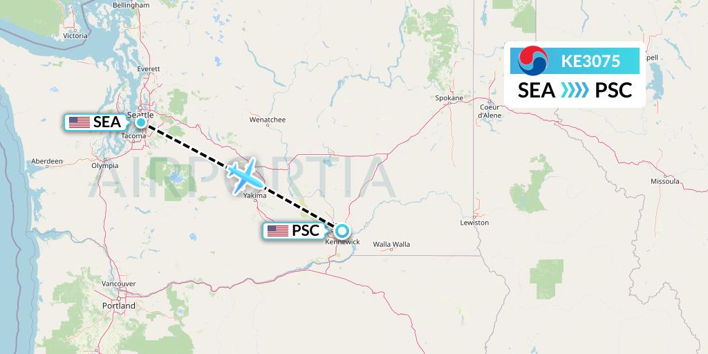KE3075 Flight Status Korean Air Seattle to Pasco (KAL3075)