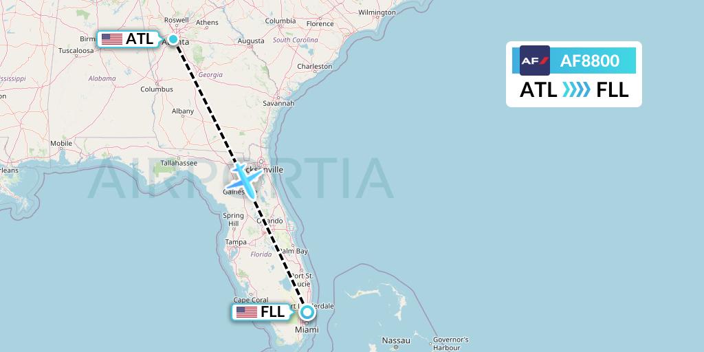 AF8800 Air France Flight Map: Atlanta to Fort Lauderdale