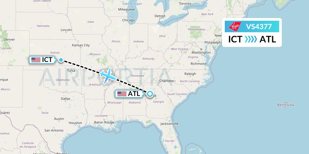 VS4377 Virgin Atlantic Airways Flight Map: Wichita to Atlanta