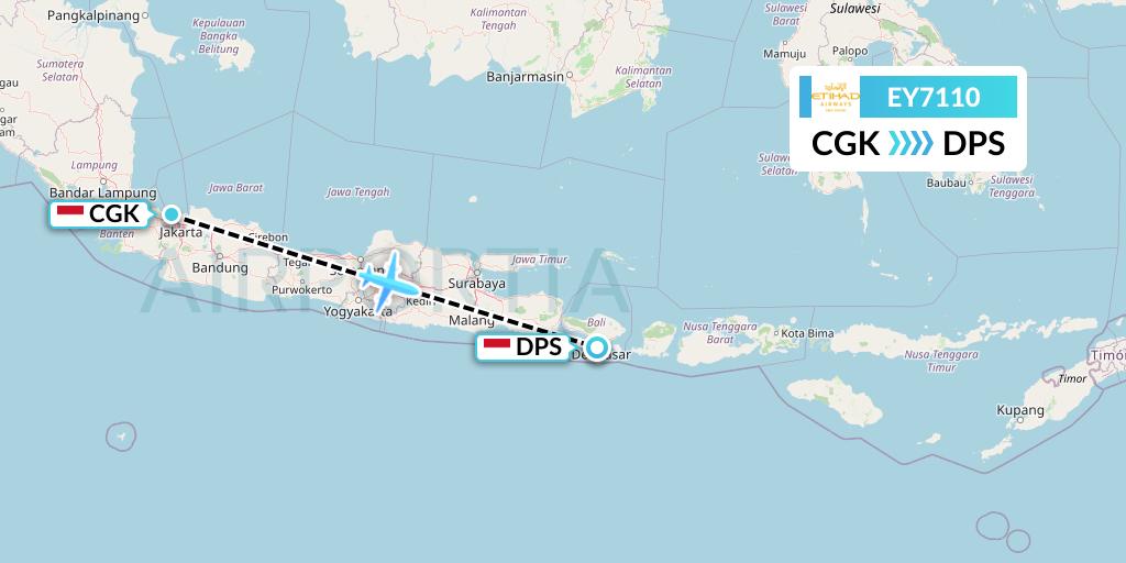 EY7110 Etihad Airways Flight Map: Jakarta to Denpasar