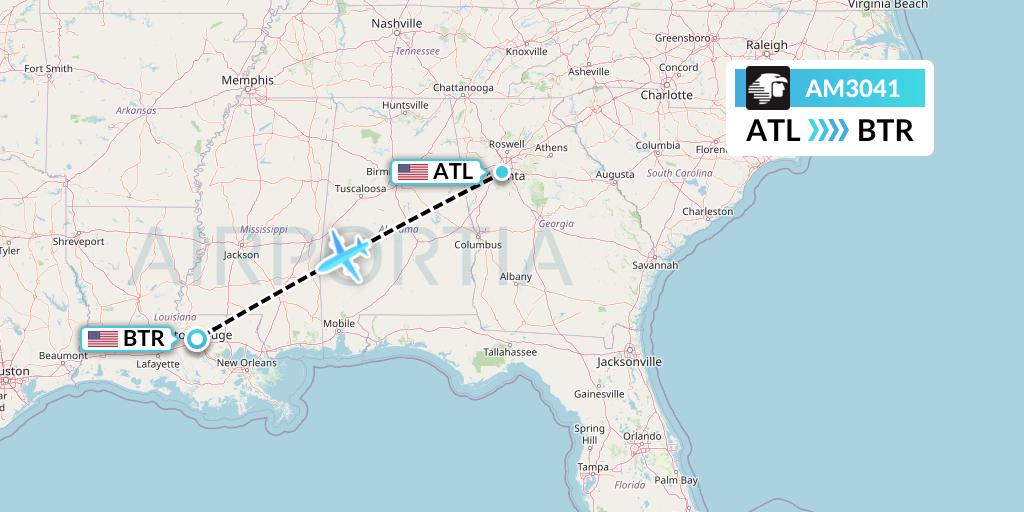 AM3041 Aeromexico Flight Map: Atlanta to Baton Rouge
