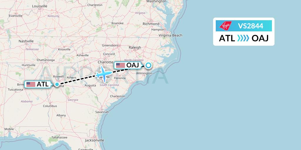 VS2844 Virgin Atlantic Airways Flight Map: Atlanta to Jacksonville
