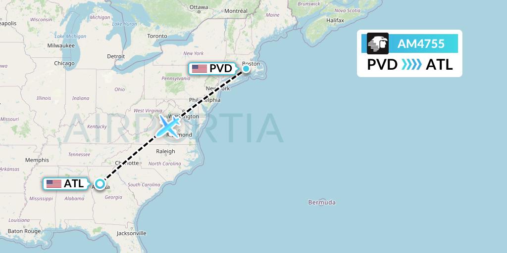 AM4755 Aeromexico Flight Map: Providence to Atlanta