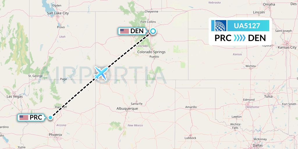 UA5127 United Airlines Flight Map: Prescott to Denver