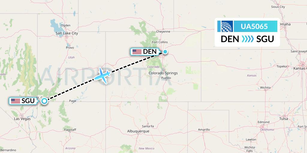 UA5065 United Airlines Flight Map: Denver to St. George
