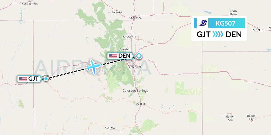 KG507 Key Lime Air Flight Map: Grand Junction to Denver