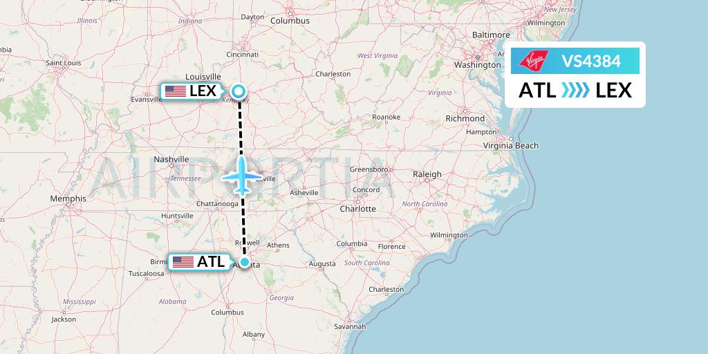 VS4384 Virgin Atlantic Airways Flight Map: Atlanta to Lexington
