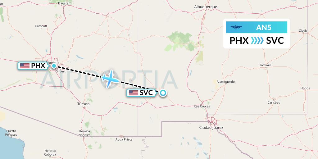 AN5 Advanced Air Flight Map: Phoenix to Silver City