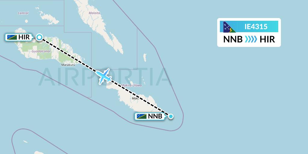 IE4315 Solomon Airlines Flight Map: Santa Ana Island to Honiara