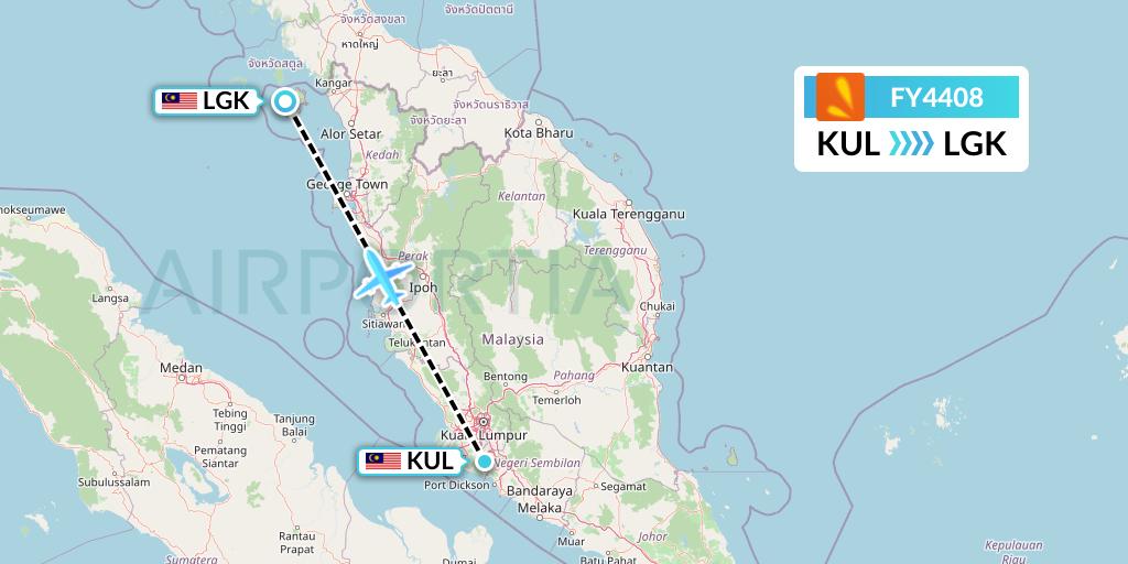 FY4408 Firefly Flight Map: Kuala Lumpur to Langkawi