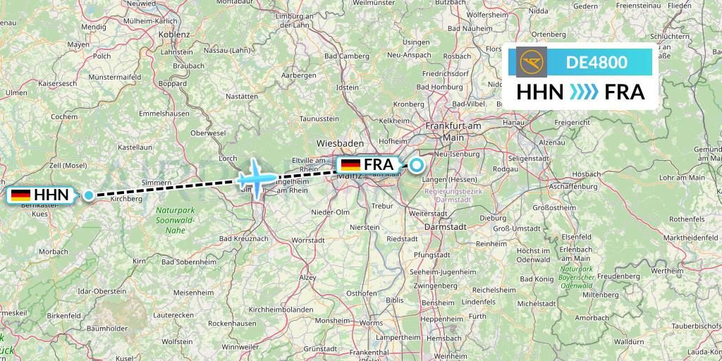 DE4800 Condor Flight Map: Hahn to Frankfurt