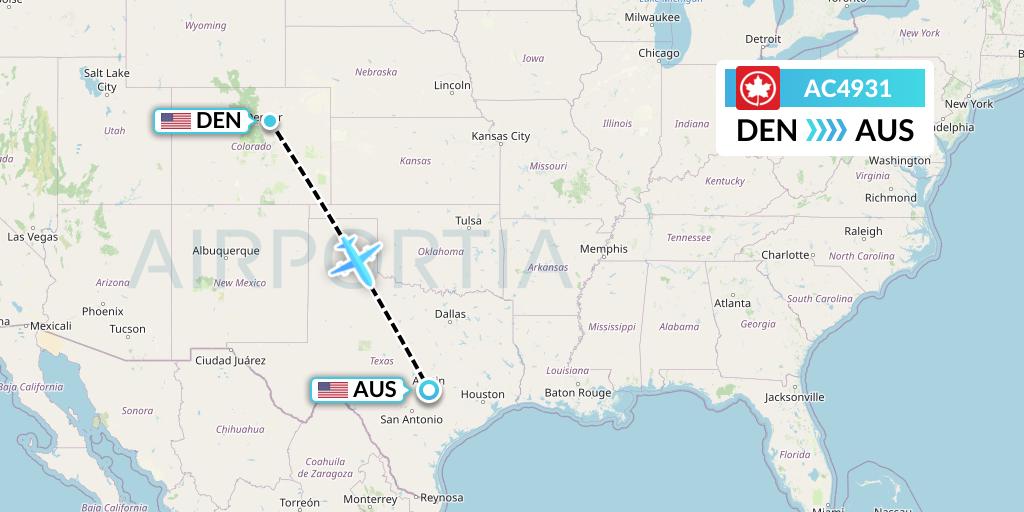 AC4931 Air Canada Flight Map: Denver to Austin