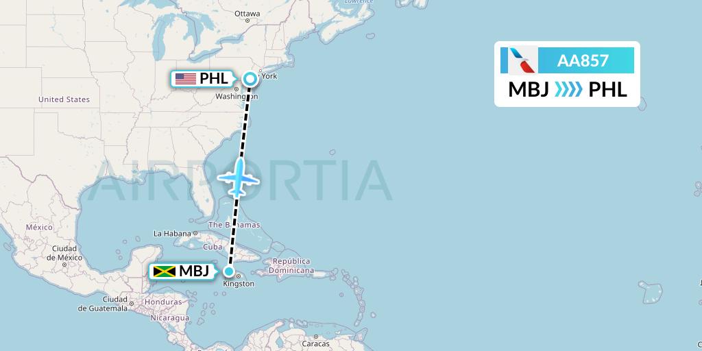 AA857 Flight Status American Airlines Montego Bay to Philadelphia (AAL857)