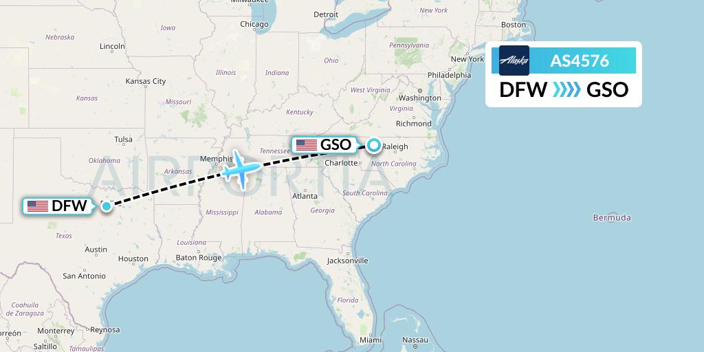 AS4576 Flight Status Alaska Airlines Dallas to Greensboro (ASA4576)