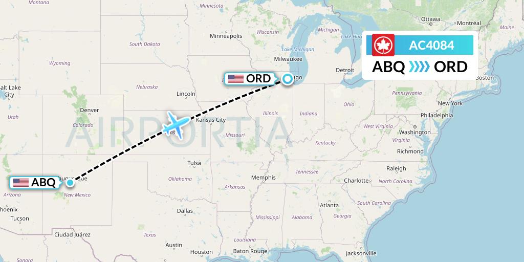 AC4084 Air Canada Flight Map: Albuquerque to Chicago
