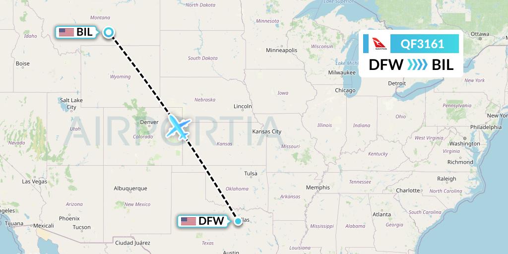QF3161 Qantas Flight Map: Dallas to Billings