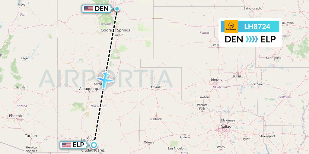 LH8724 Lufthansa Flight Map: Denver to El Paso