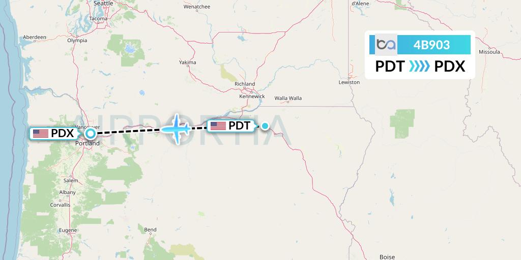 4B903 Boutique Air Flight Map: Pendleton to Portland