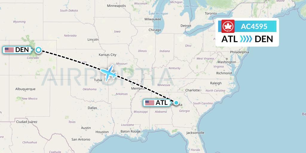 AC4595 Air Canada Flight Map: Atlanta to Denver