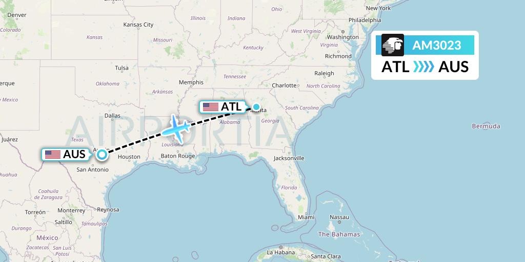 AM3023 Aeromexico Flight Map: Atlanta to Austin