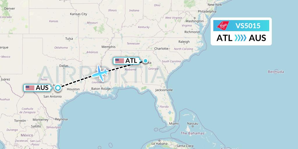 VS5015 Virgin Atlantic Airways Flight Map: Atlanta to Austin