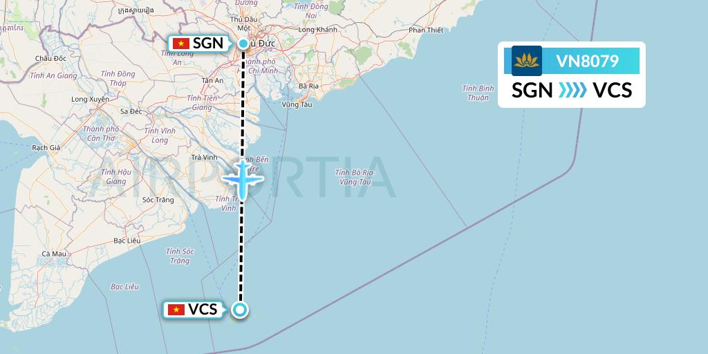 VN8079 Vietnam Airlines Flight Map: Ho Chi Minh City to Con Dao