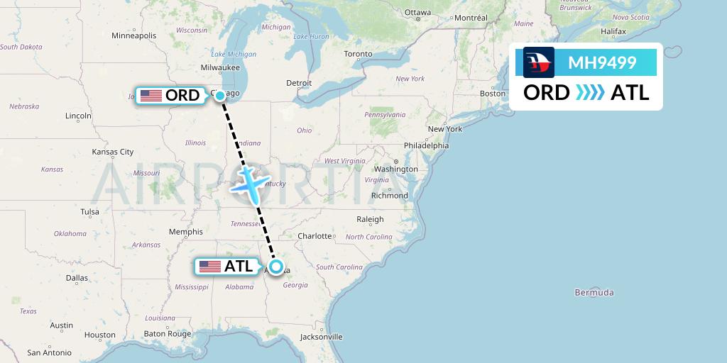 MH9499 Malaysia Airlines Flight Map: Chicago to Atlanta