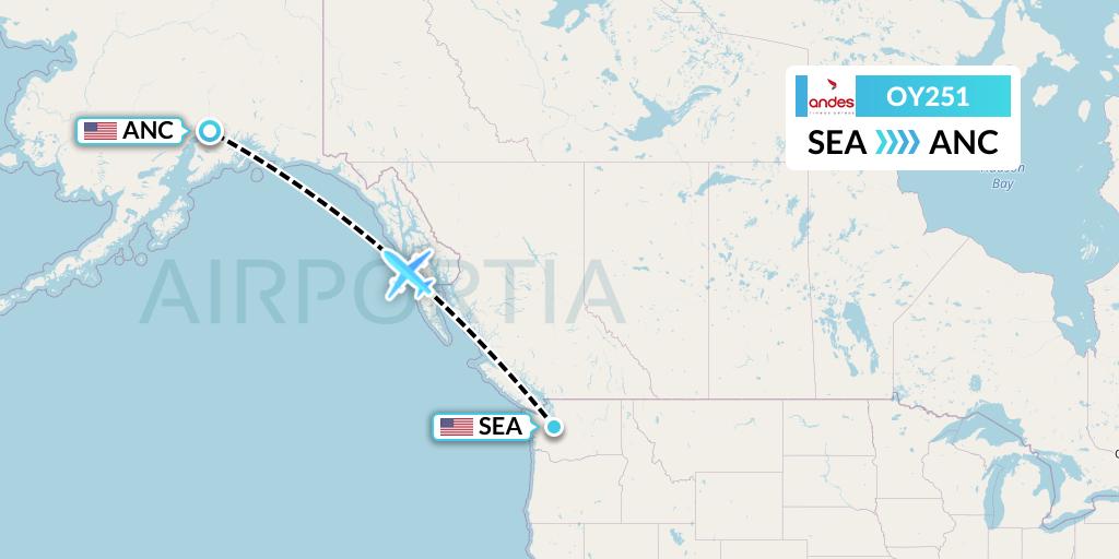 OY251 Omni Air International Flight Map: Seattle to Anchorage