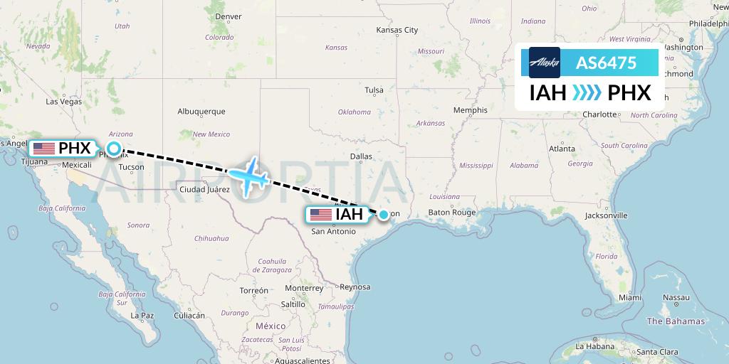 AS6475 Alaska Airlines Flight Map: Houston to Phoenix
